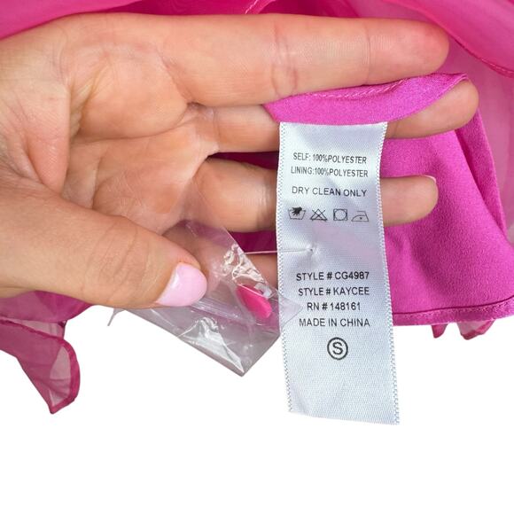 Buddy Love NWT Kaycee Hot Pink Organza Ruffle Flare Sleeve Sheer Party Top - Picture 12 of 12